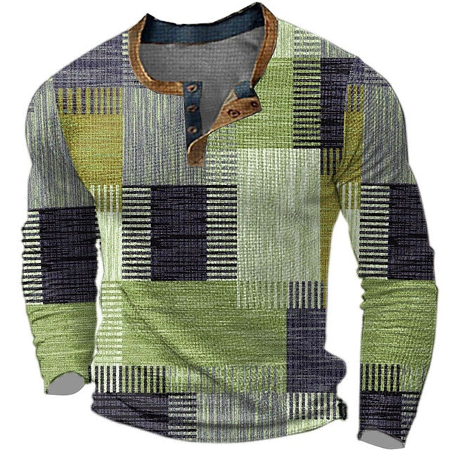 🎁😍[Ofertă limitată] 👔[S-4XL] Tricou bărbătesc cu mânecă lungă și imprimeu