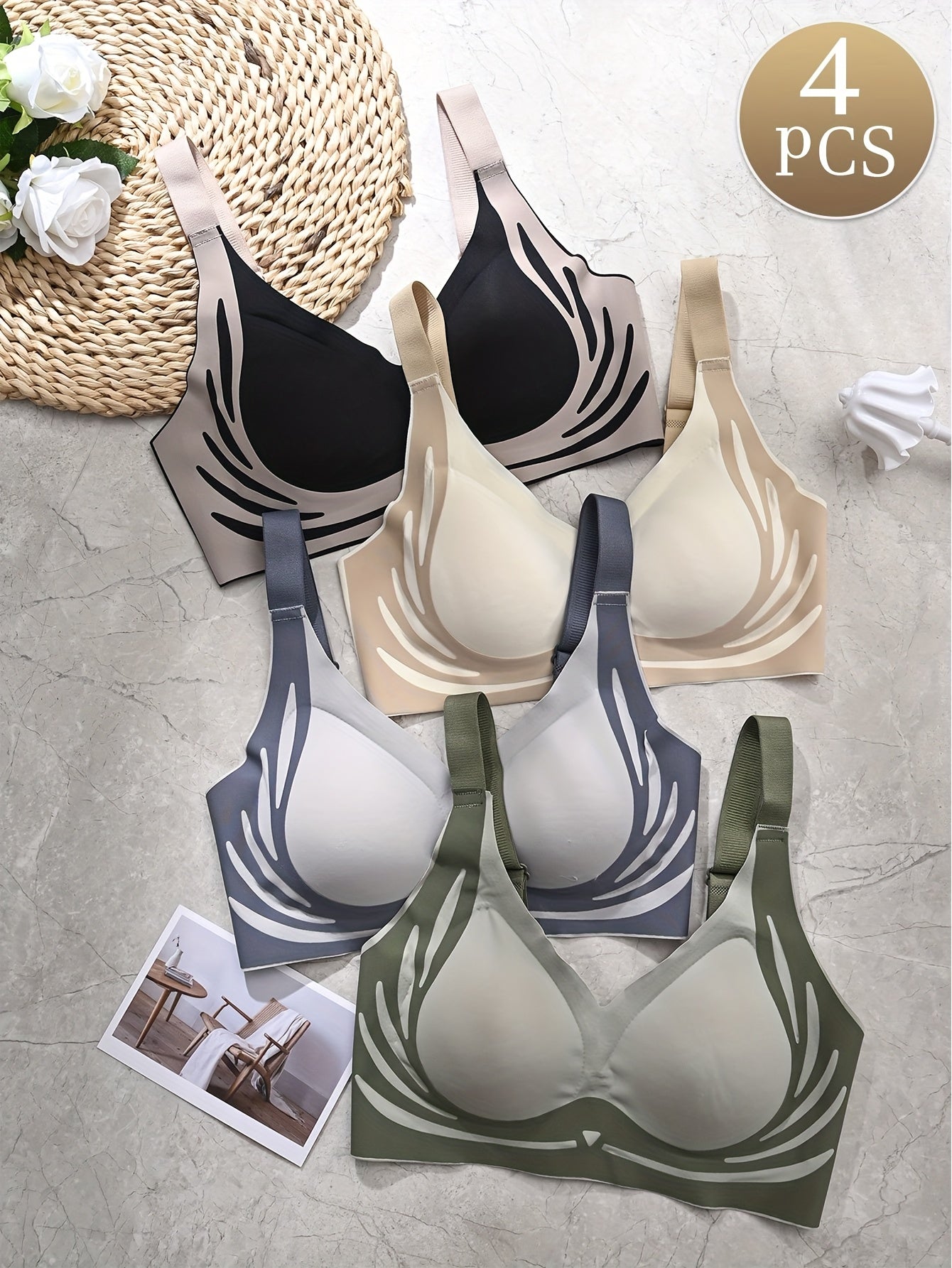 😍【Pachet de 4】Sutien pentru femei fără sârmă, dintr-o bucată❤️【40-85KG】