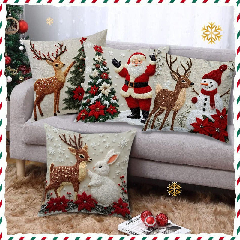【4 darabos szett】🎅Karácsonyi promóció🎄Karácsonyi témájú párnahuzatok
