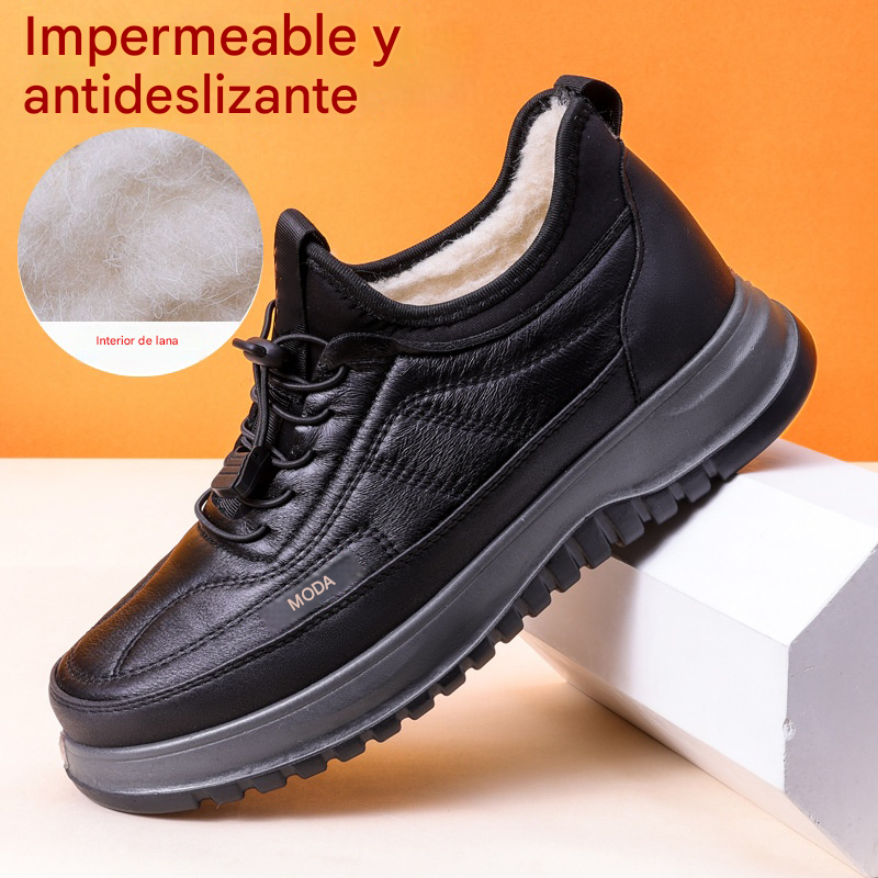 ⛄🔥【39-45】Zapatos deportivos casuales de invierno 2025 para hombre, nuevos, de cuero genuino, impermeables, con suela suave de terciopelo