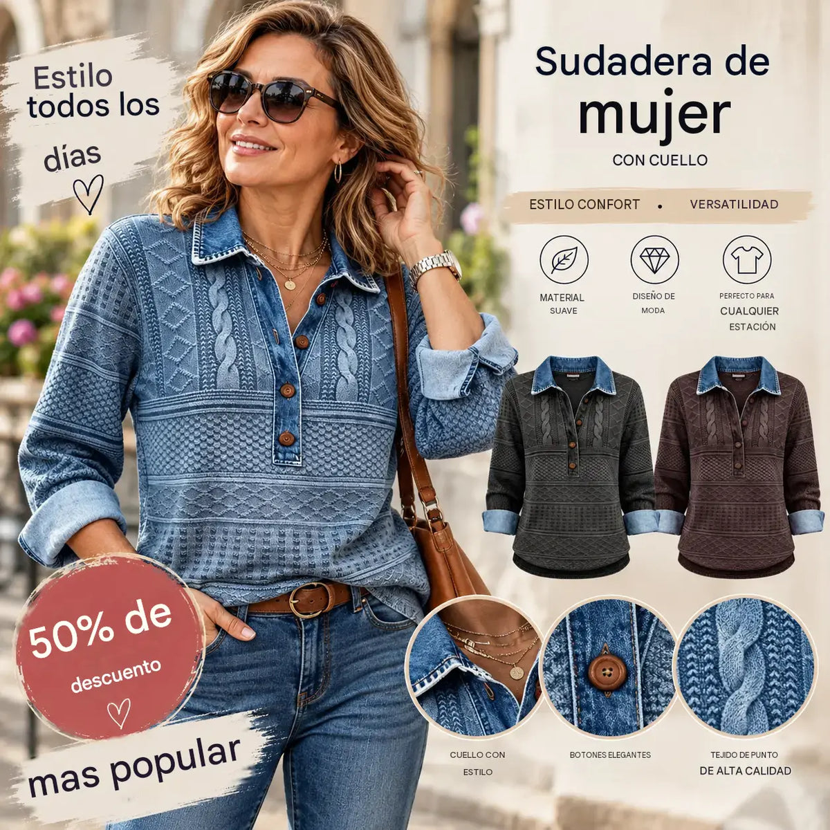 【S-5XL】Nueva camisa de manga larga de moda de alta calidad con diseño de color en contraste