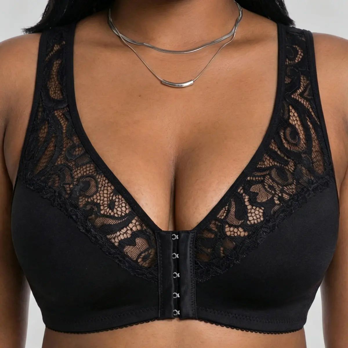 💖Precio más bajo de la historia【Conjunto de 3 piezas】【L-4XL】😍🩲Sujetador push-up de tallas grandes, hermoso encaje, diseño push-up y calado, cierre frontal
