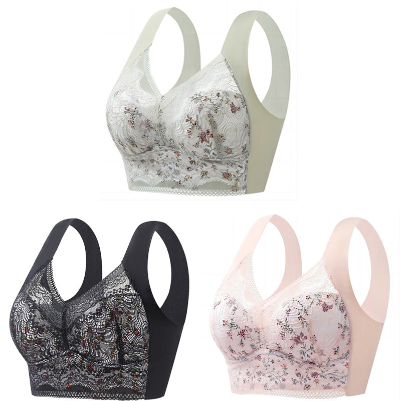 💥【Pachet de 3 bucăți】💕🎁 Sutien mare din mătase de gheață fără cusături, respirabil, reglabil [40kg-100kg]