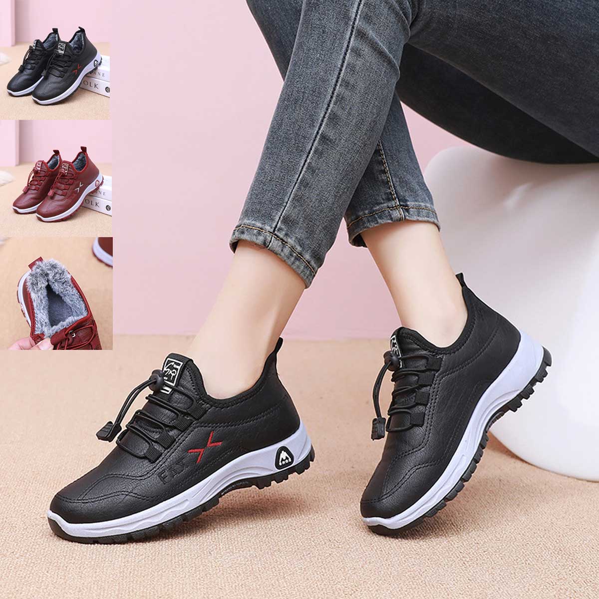 👢✨💖Zapatos de Mujer de Terciopelo y Cuero Genuino Hechos a Mano, Nuevo Estilo de Invierno