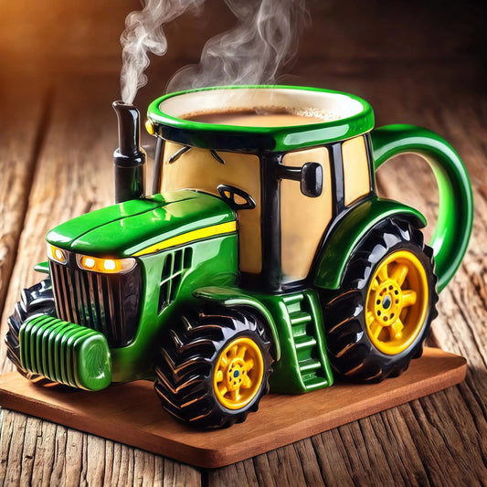 Ceașcă de cafea retro în formă de tractor agricol