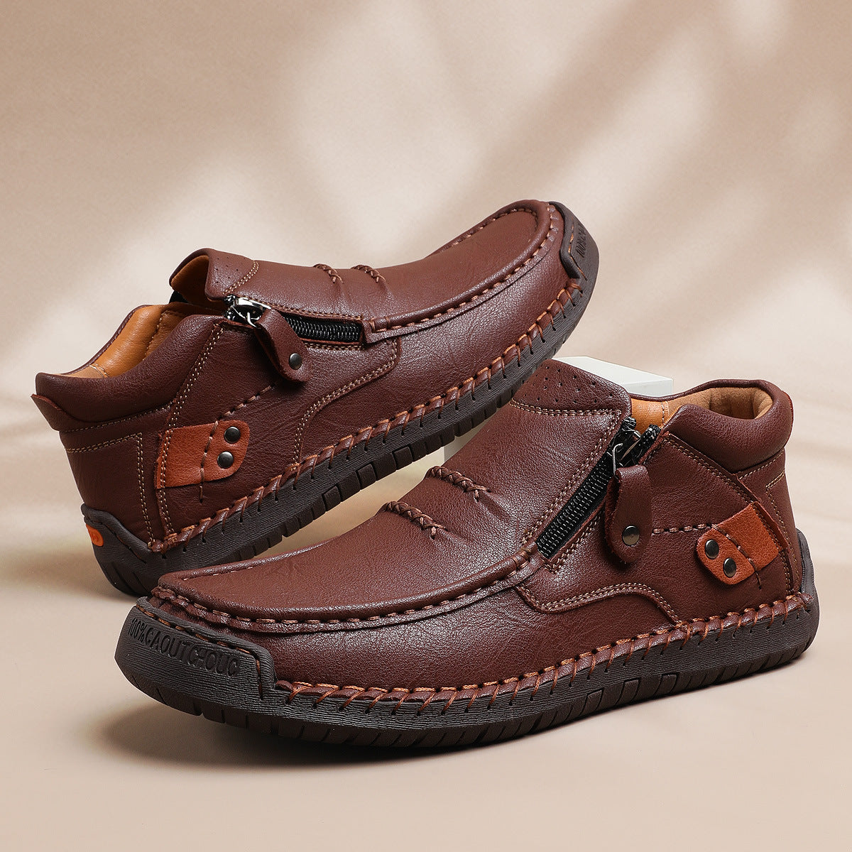 Ghete de șofat bărbătești, din piele premium, lucrate manual, fără slip-on – vârf larg, suport pentru bolta piciorului
