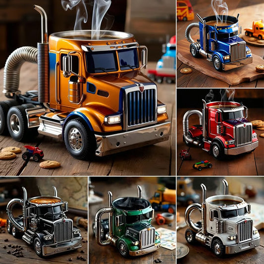 🚛Căni de cafea lucrate manual, în formă de camion