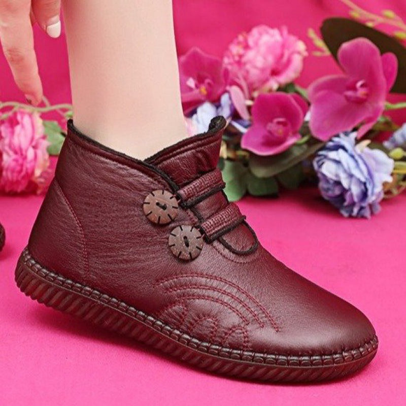 💥【35-40】Női bőr, pamut, csúszásmentes, kézzel készített cipők őszre és télre