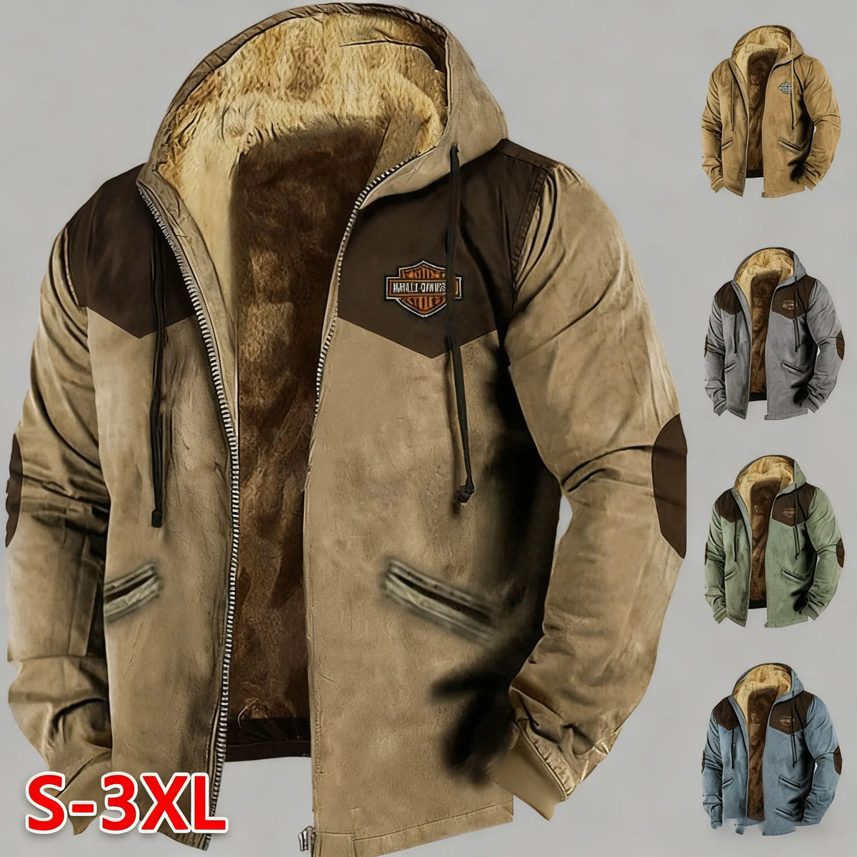 [M-5XL] Nowa, jesienno-zimowa, męska, luźna, gruba kurtka z podszewką z polaru