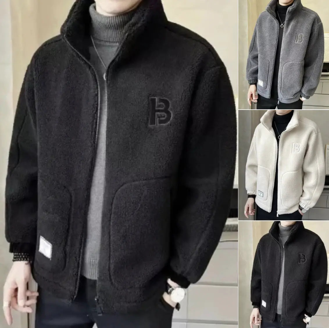 ⛄【L-6XL】Χειμερινό φλις μπουφάν, βαμβακερό παλτό, χοντρό βαμβακερό παλτό από δέρμα αρνιού, ζεστό παλτό