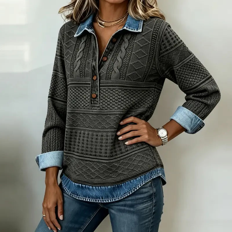 【S-5XL】Nueva camisa de manga larga de moda de alta calidad con diseño de color en contraste