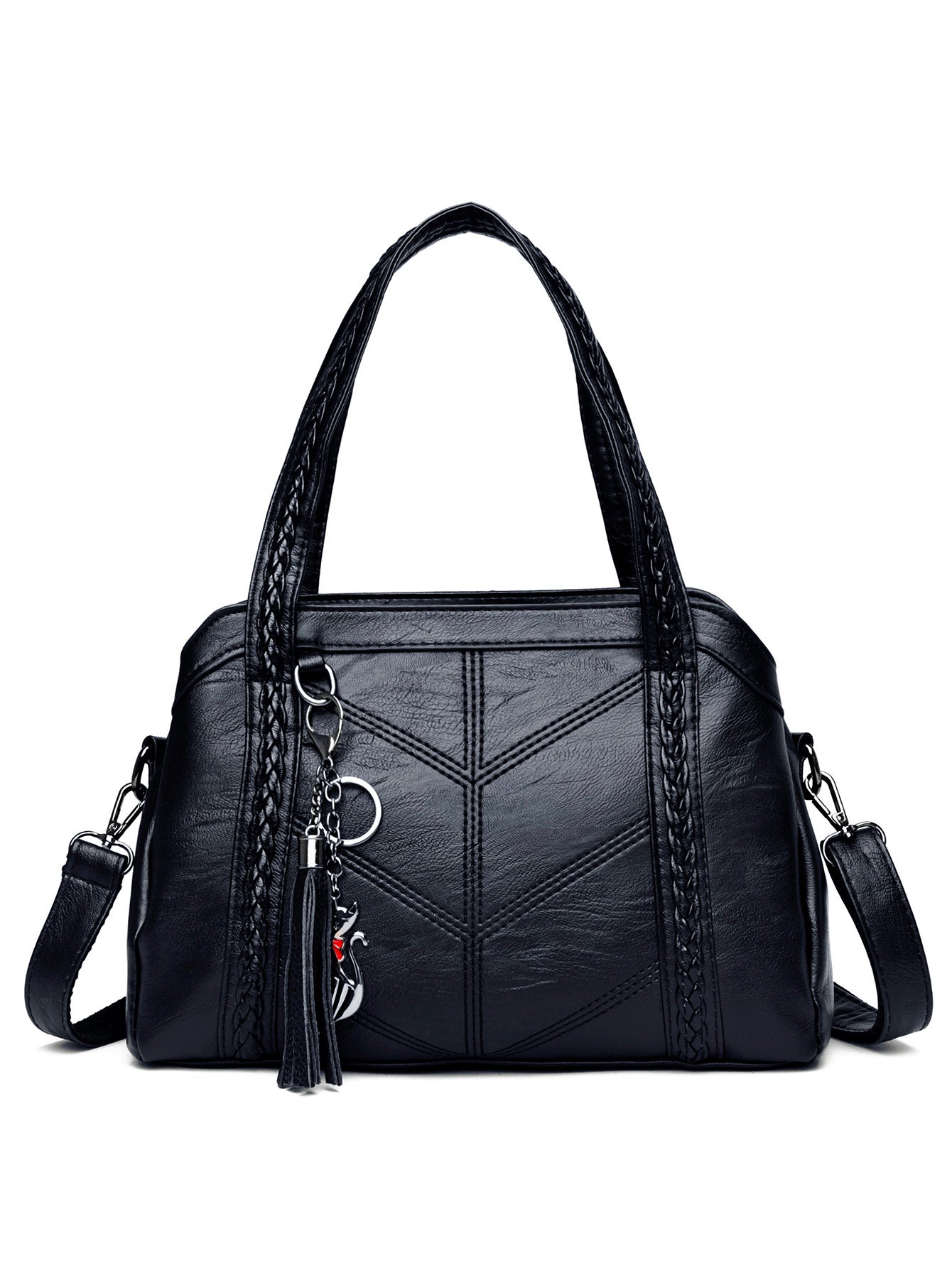 👜💟Puha bőr táska, kézitáska, nagy kapacitású, három rekesszel, vízálló és karcálló