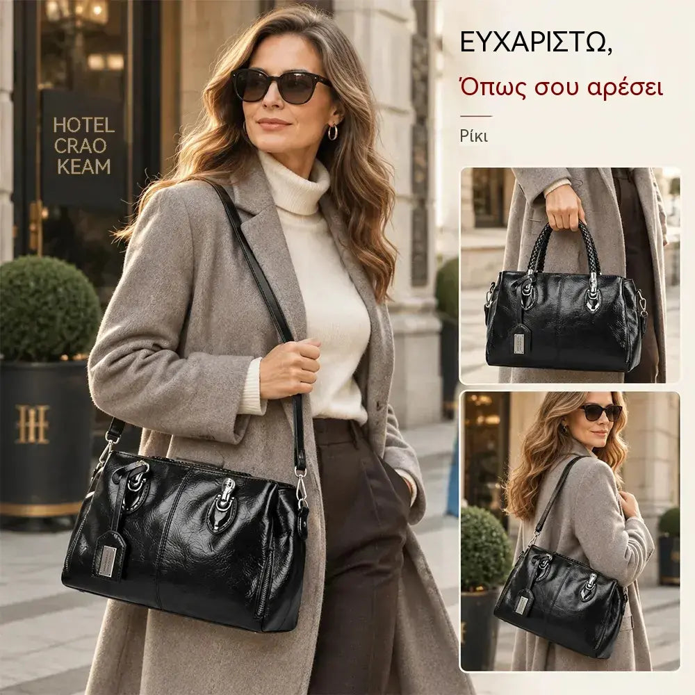 [Τελευταία μέρα - έκπτωση 50%] Αυθεντική γυναικεία τσάντα από δέρμα – απαλή και κομψή, μπορεί να φορεθεί στο χέρι ή στον ώμο.