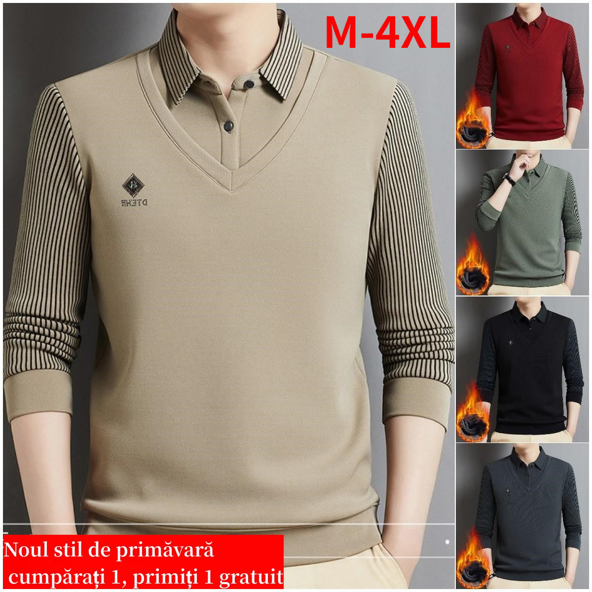 🔥🔥【M-4XL】Top cald pentru bărbați din cașmir premium, din două piese, all-in-one