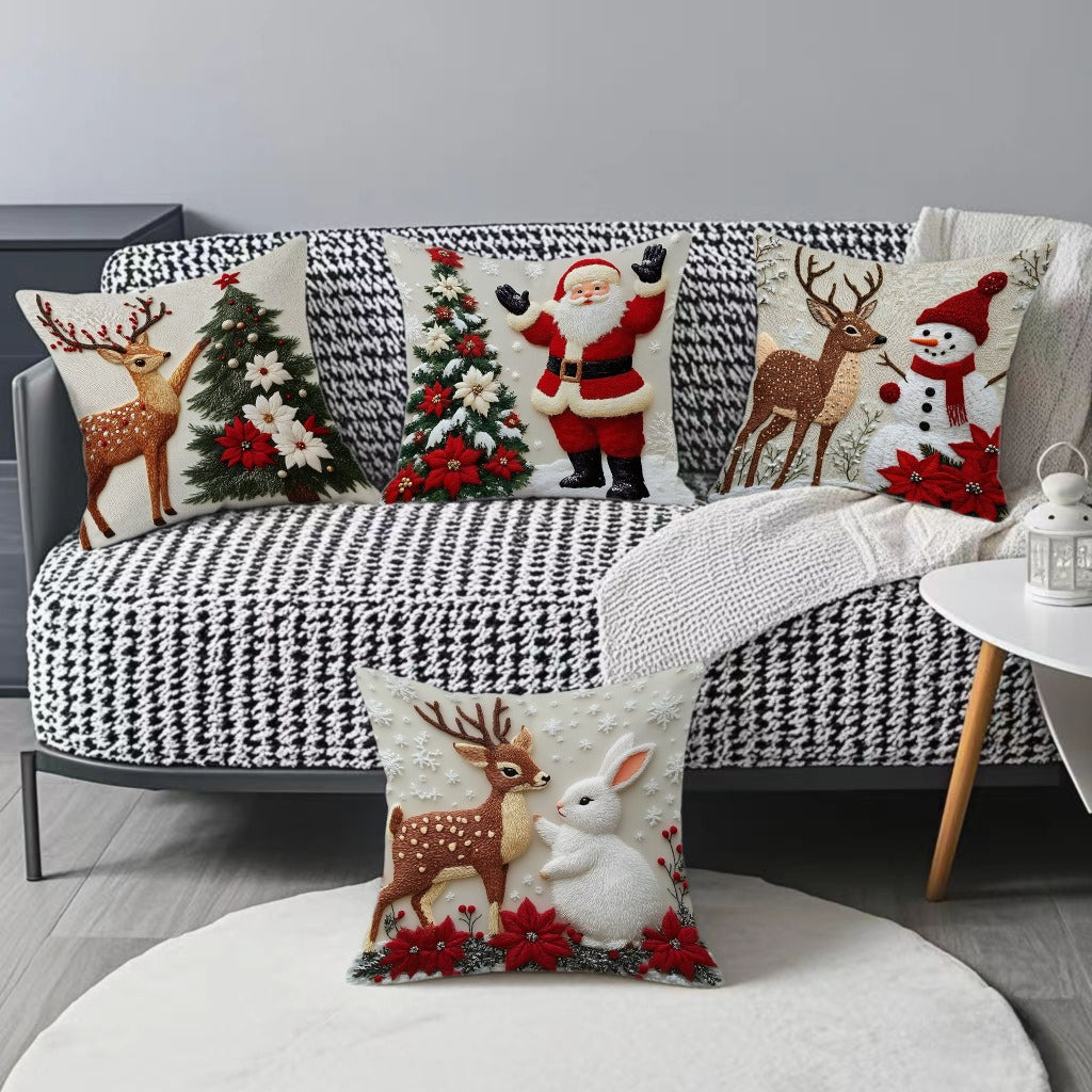 【4 darabos szett】🎅Karácsonyi promóció🎄Karácsonyi témájú párnahuzatok