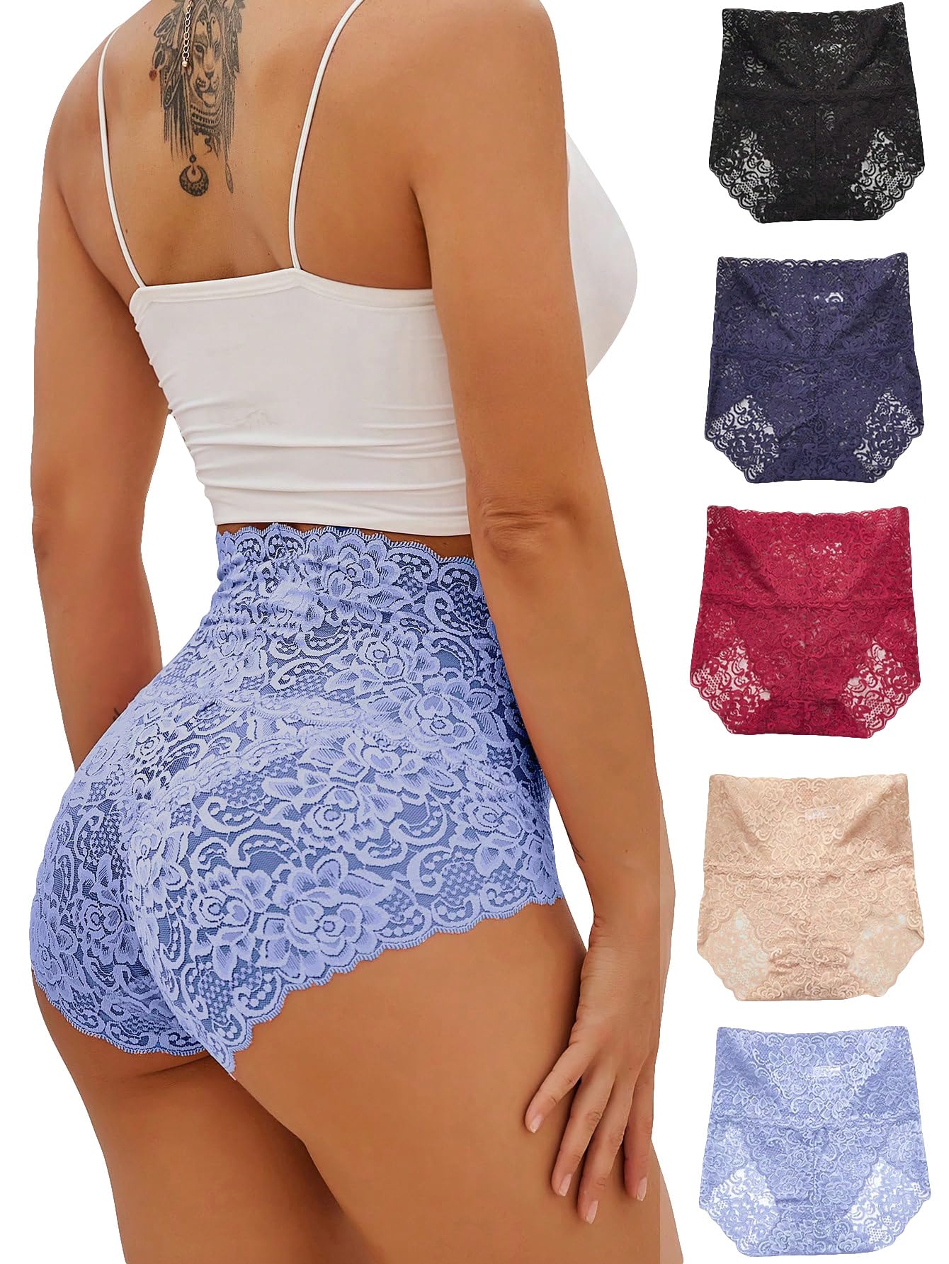 💥😍[Conjunto de 6 piezas] Sujetador sexy de cintura alta con estampado para citas