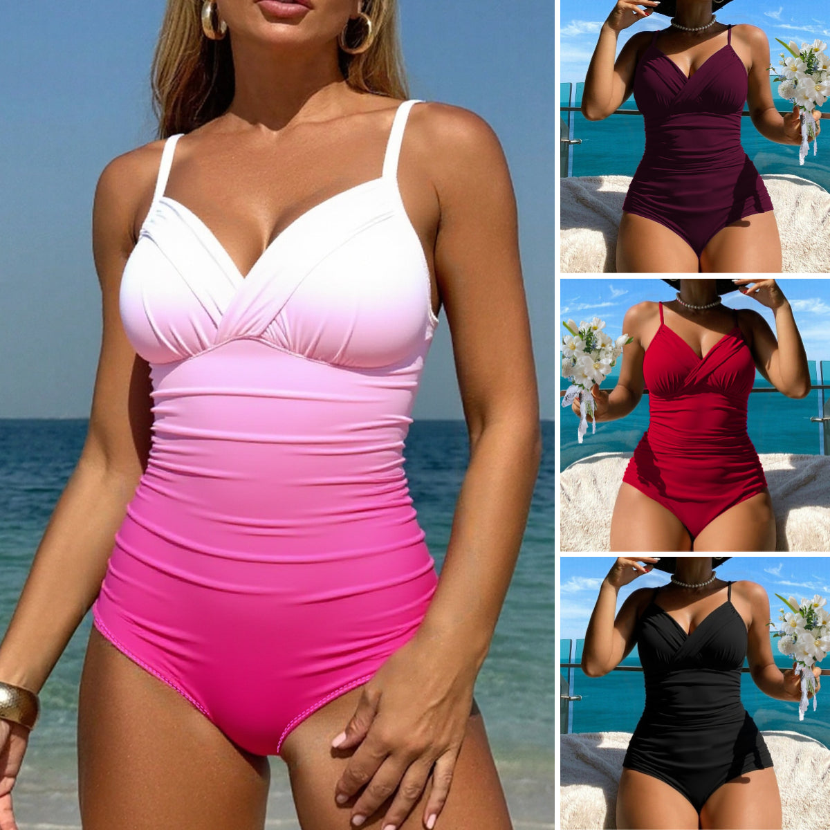 🩱50% zniżki👙【S-2XL】Jednoczęściowy kostium kąpielowy dla szczupłej sylwetki, dostępny w wielu kolorach