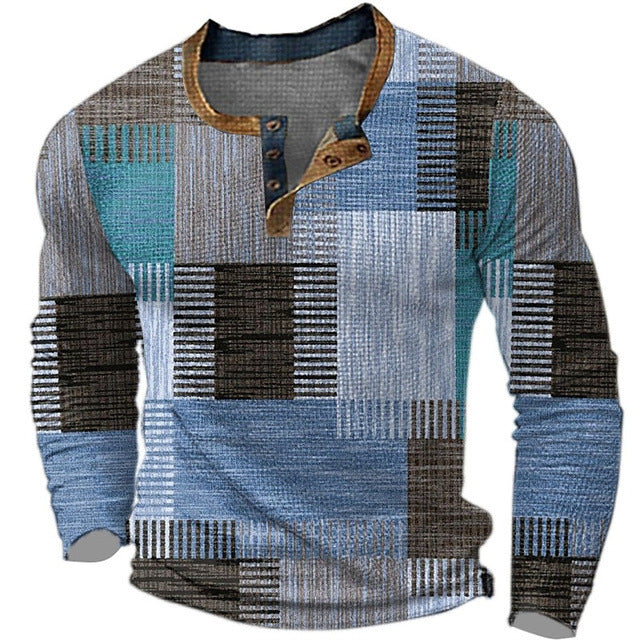 🎁😍[Ofertă limitată] 👔[S-4XL] Tricou bărbătesc cu mânecă lungă și imprimeu