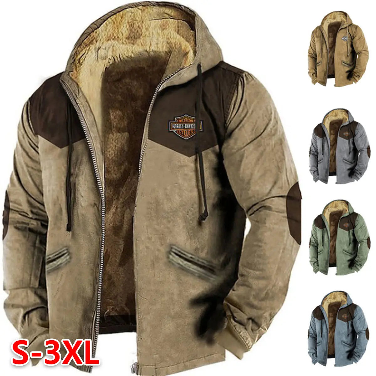 [M-5XL] Nowa, jesienno-zimowa, męska, luźna, gruba kurtka z podszewką z polaru