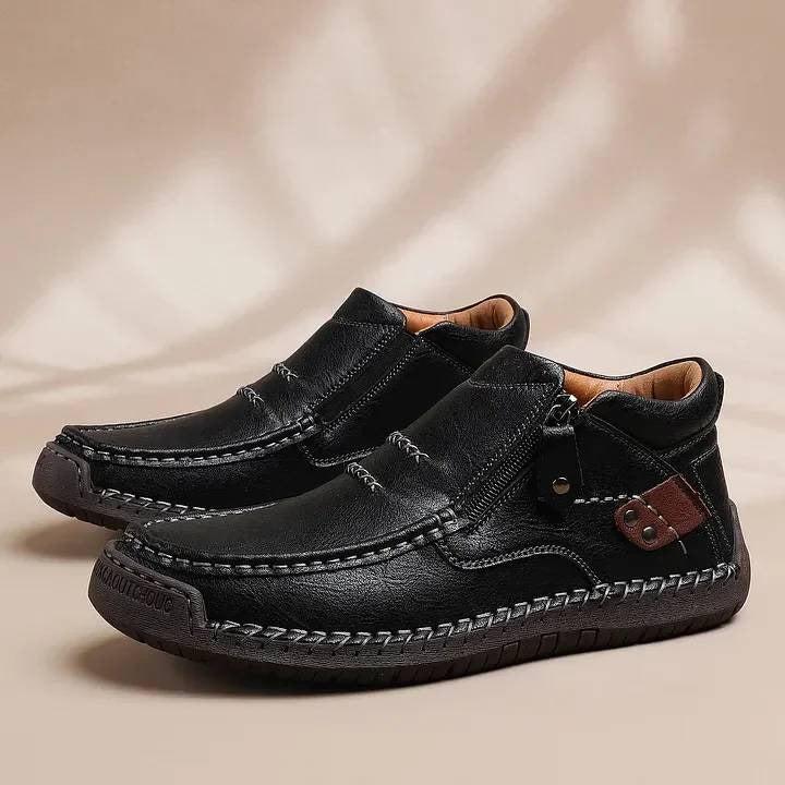 Ghete de șofat bărbătești, din piele premium, lucrate manual, fără slip-on – vârf larg, suport pentru bolta piciorului