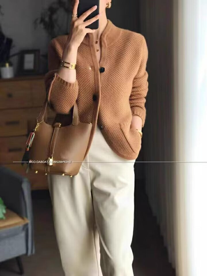 【S-2XL】 Nou cardigan retro din cașmir francez la modă și versatil pentru toamnă și iarnă