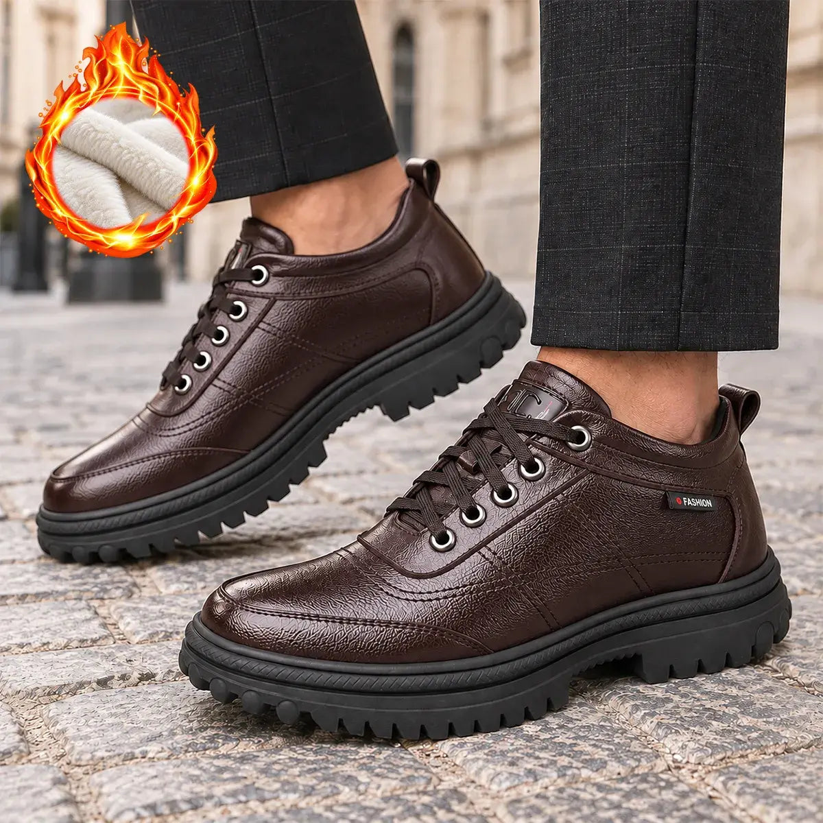 🔥Nowość Oferta specjalna: 50% zniżki🔥【Rozmiary 39-44】2026 Nowe męskie zimowe, ciepłe, grube, skórzane buty z prawdziwej skóry