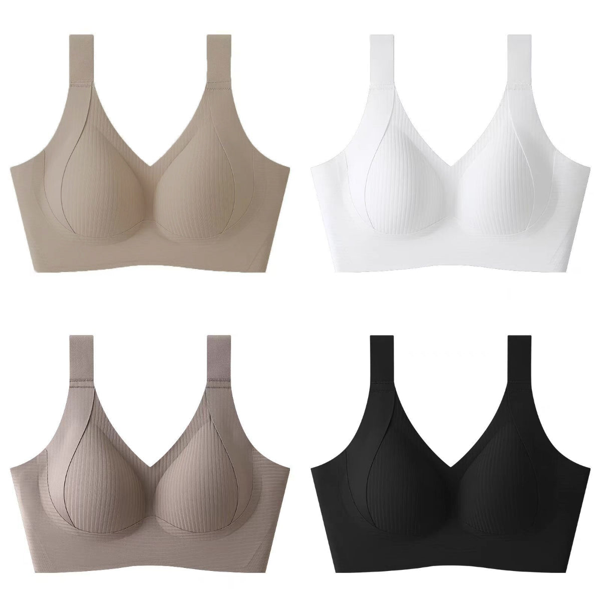 😍【Paquete de 4】Sujetador de una pieza sin aros para mujer❤️【40-95 kg】-Segundo artículo a mitad de precio