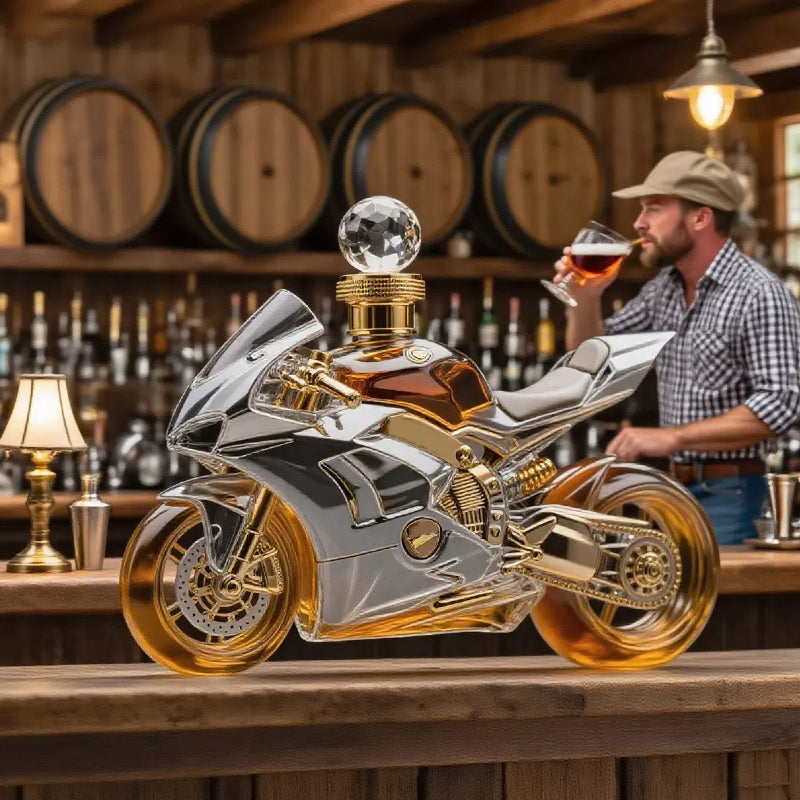 🏍️Sticlă creativă de sticlă | Sticlă de whisky interesantă în stil motociclist, realizată dintr-o sticlă