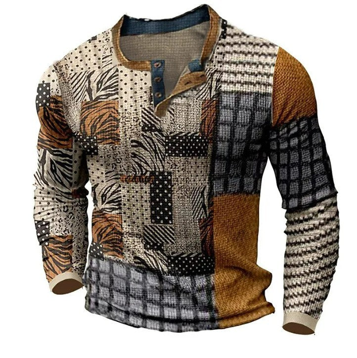 🎁😍[Ofertă limitată] 👔[S-4XL] Tricou bărbătesc cu mânecă lungă și imprimeu