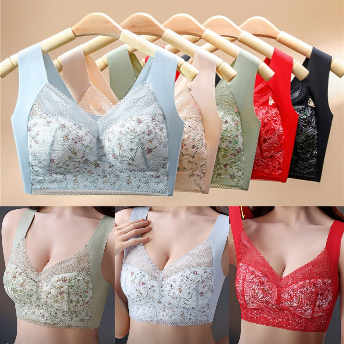 💥【3 db-os csomag】💕🎁 Nagy méretű jégselyem varrás nélküli melltartó, légáteresztő, állítható [40kg-100kg]