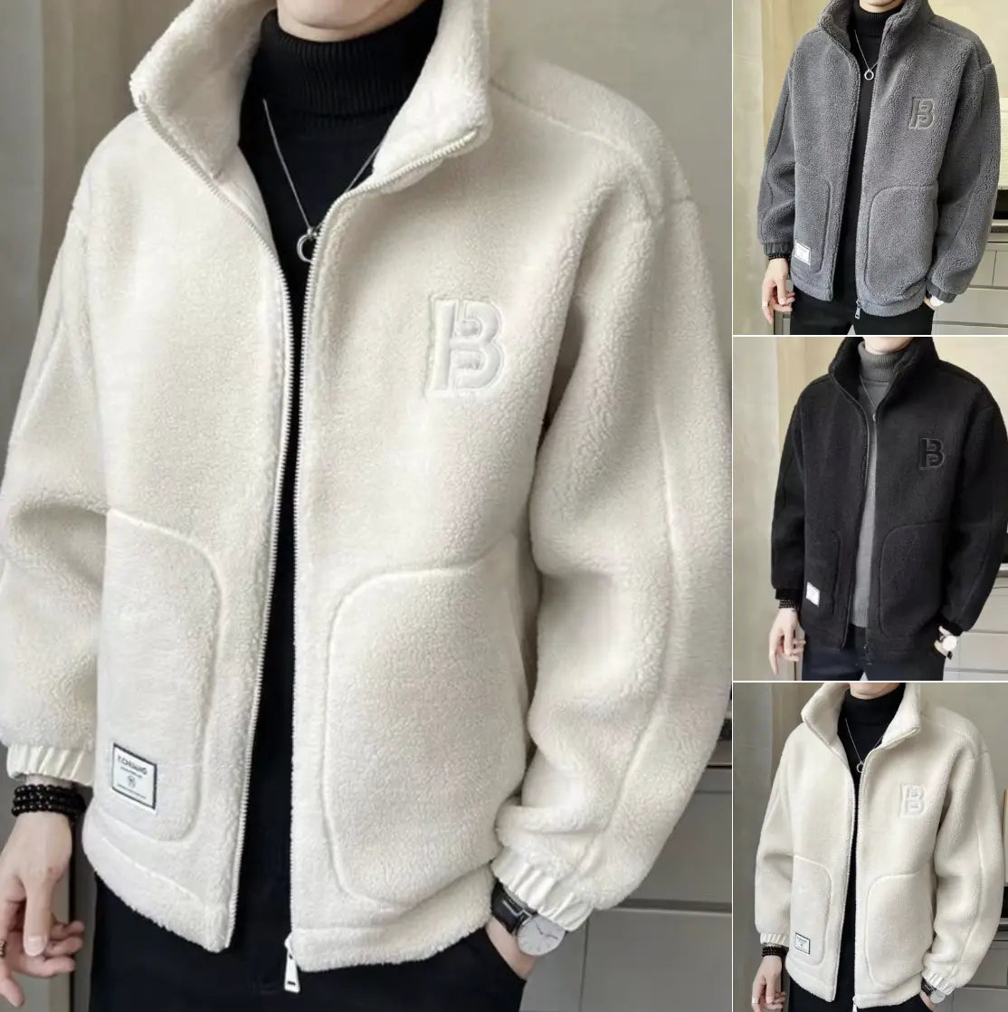 ⛄【L-6XL】Χειμερινό φλις μπουφάν, βαμβακερό παλτό, χοντρό βαμβακερό παλτό από δέρμα αρνιού, ζεστό παλτό