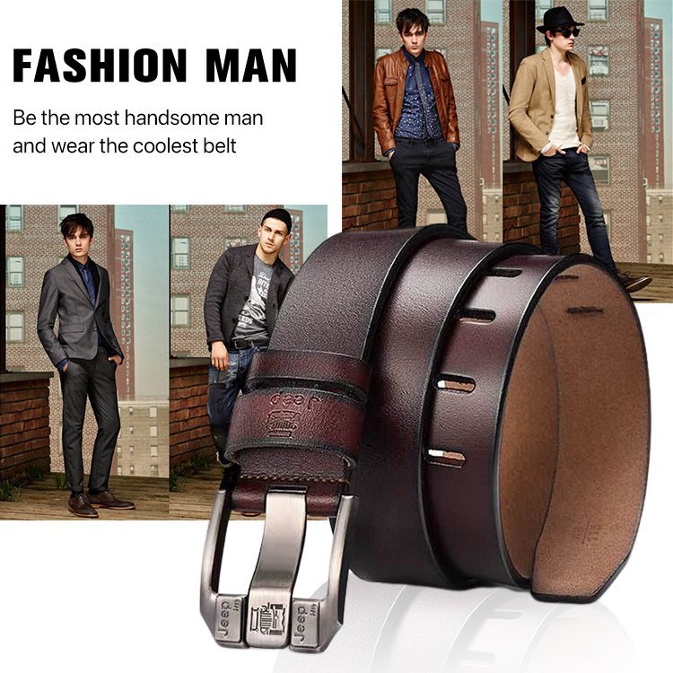 【Kup 1 i otrzymaj 1 gratis】Wysokiej klasy retro pasek męski, prawdziwy skórzany pasek jeansowy z klamrą, prosta i modna klamra, jednowarstwowa wybrana skóra bydlęca, mocna i trwała