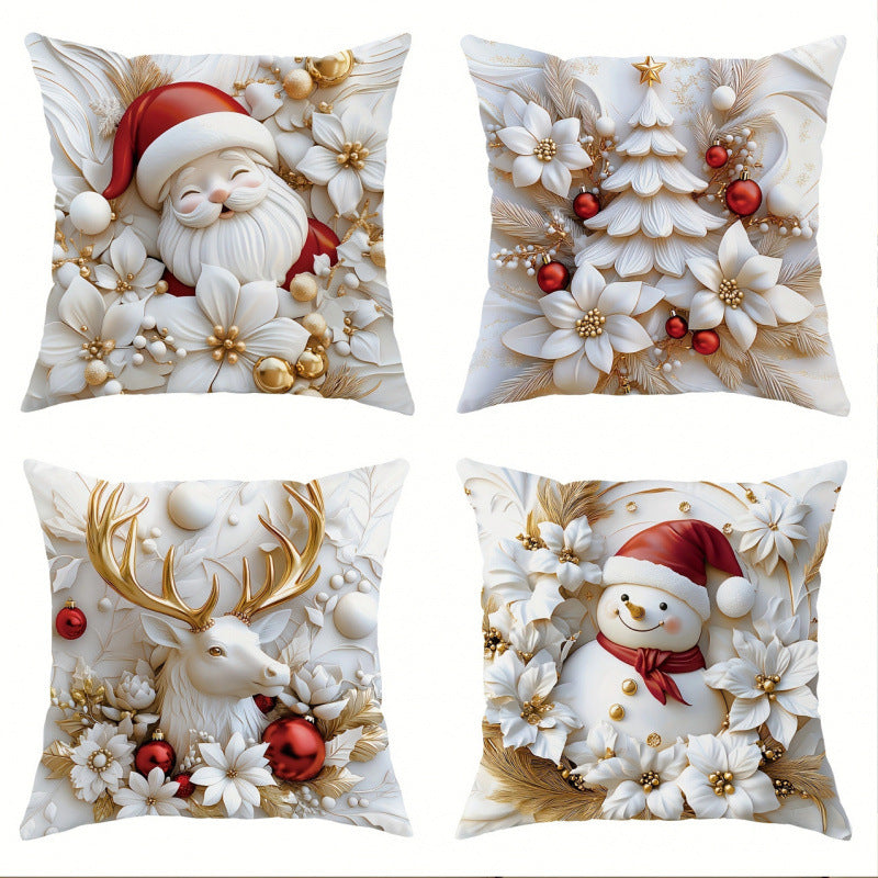 🎄Świąteczna wyprzedaż 🎅【zestaw 4 sztuk】 świąteczne poszewki na poduszki ✨