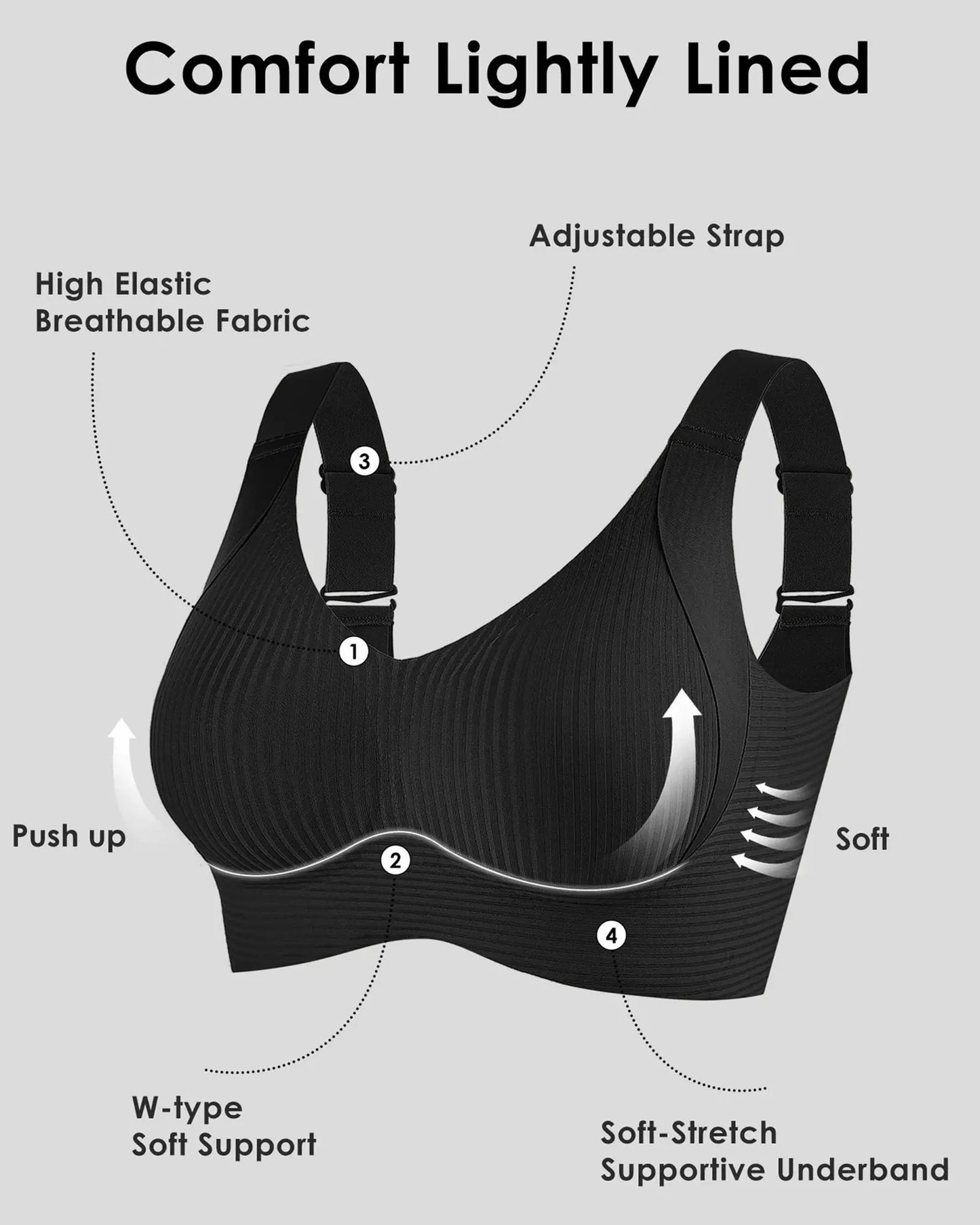 😍【Paquete de 4】Sujetador de una pieza sin aros para mujer❤️【40-95 kg】-Segundo artículo a mitad de precio