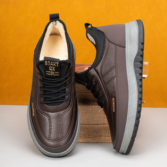 ⛄🥾【39-45】Férfi téli sportcipő szabadidőre, valódi bőrből, vízálló, puha talpú és bársonyból