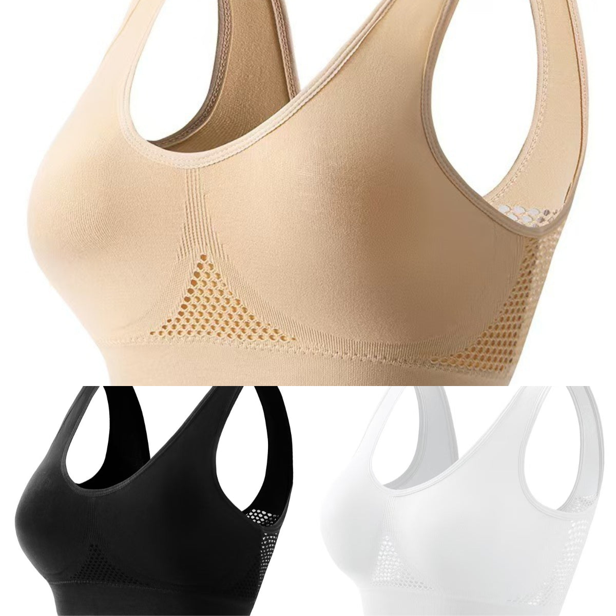 😍【Juego de 3 piezas】Sujetador invisible para tallas grandes ❤️ Transpirable y fresco【40–120KG】