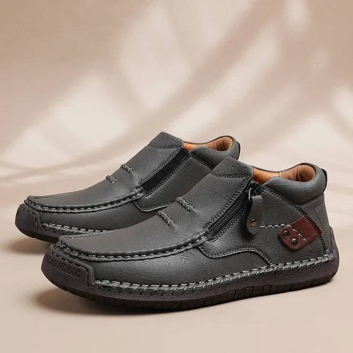 Ghete de șofat bărbătești, din piele premium, lucrate manual, fără slip-on – vârf larg, suport pentru bolta piciorului