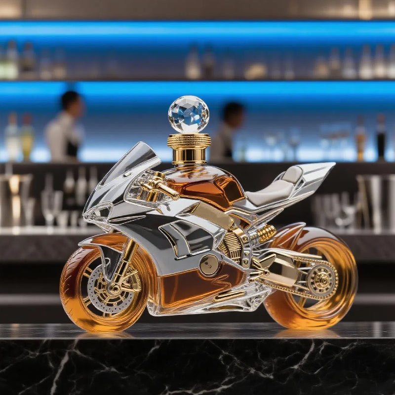 🏍️Sticlă creativă de sticlă | Sticlă de whisky interesantă în stil motociclist, realizată dintr-o sticlă