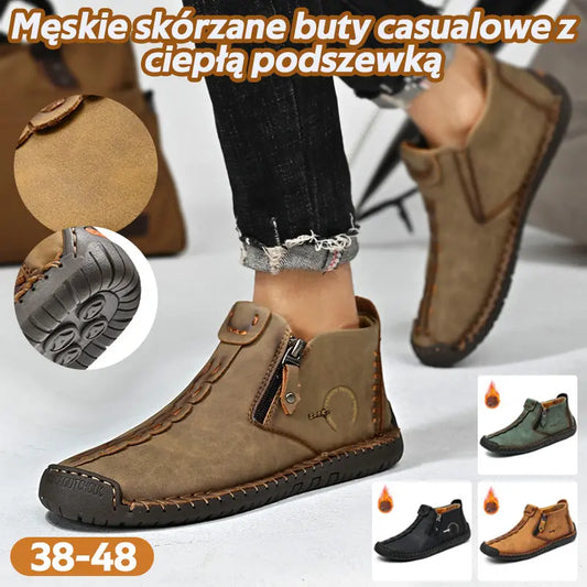 👞💥【38-48】Nowość na jesień/zimę 2026: Męskie botki Martin z podszewką z futra i zamkiem błyskawicznym