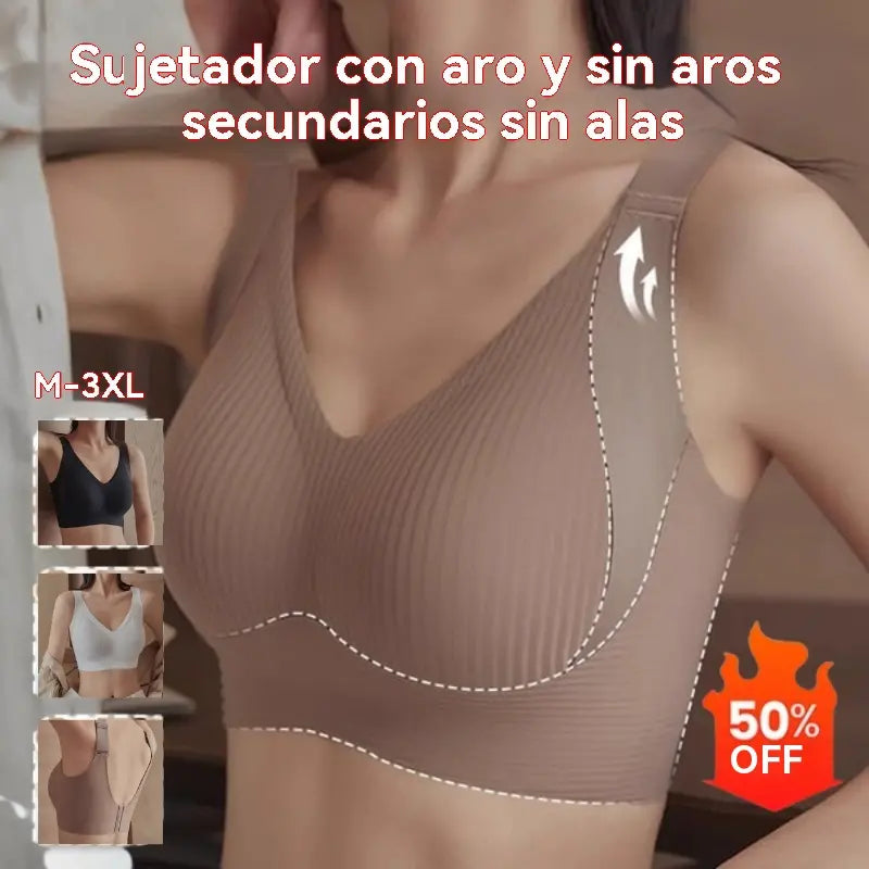 😍【Paquete de 4】Sujetador de una pieza sin aros para mujer❤️【40-95 kg】-Segundo artículo a mitad de precio