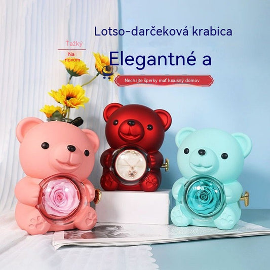 ✨Bájos plüssmackó tartós rózsával - Igazi rózsával díszített plüssmackó, gyönyörű díszdobozban - Romantikus ajándék anyák napjára, esküvőre, évfordulóra, leánybúcsúra, karácsonyra és Valentin-napra.