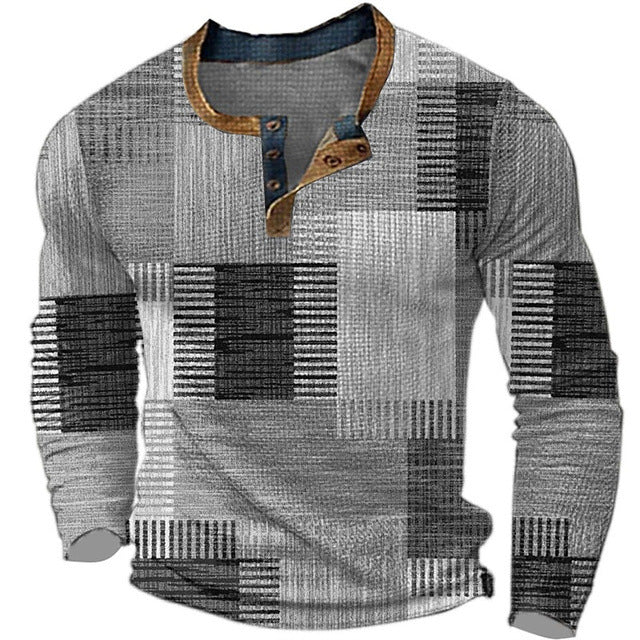 🎁😍[Ofertă limitată] 👔[S-4XL] Tricou bărbătesc cu mânecă lungă și imprimeu