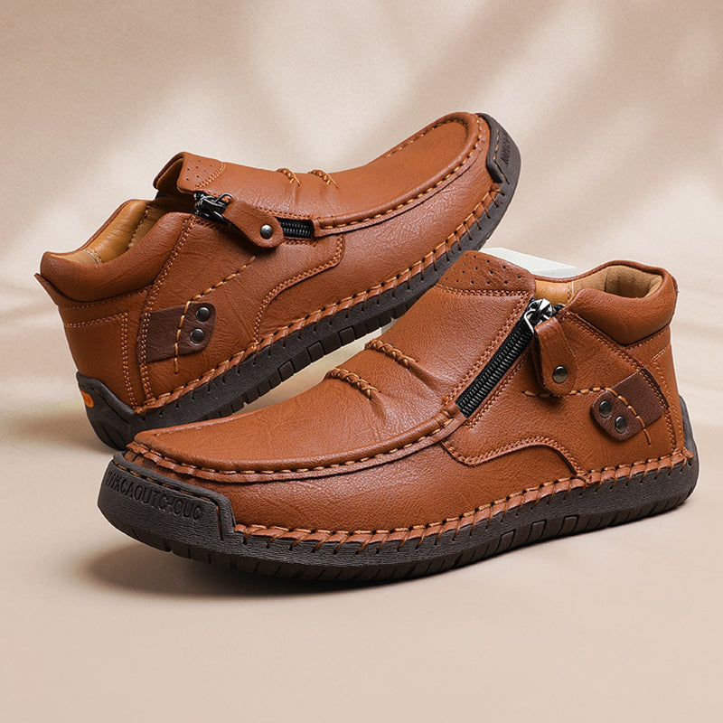 Ghete de șofat bărbătești, din piele premium, lucrate manual, fără slip-on – vârf larg, suport pentru bolta piciorului