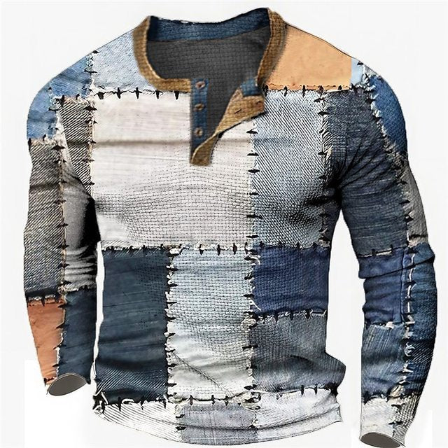 🎁😍[Ofertă limitată] 👔[S-4XL] Tricou bărbătesc cu mânecă lungă și imprimeu
