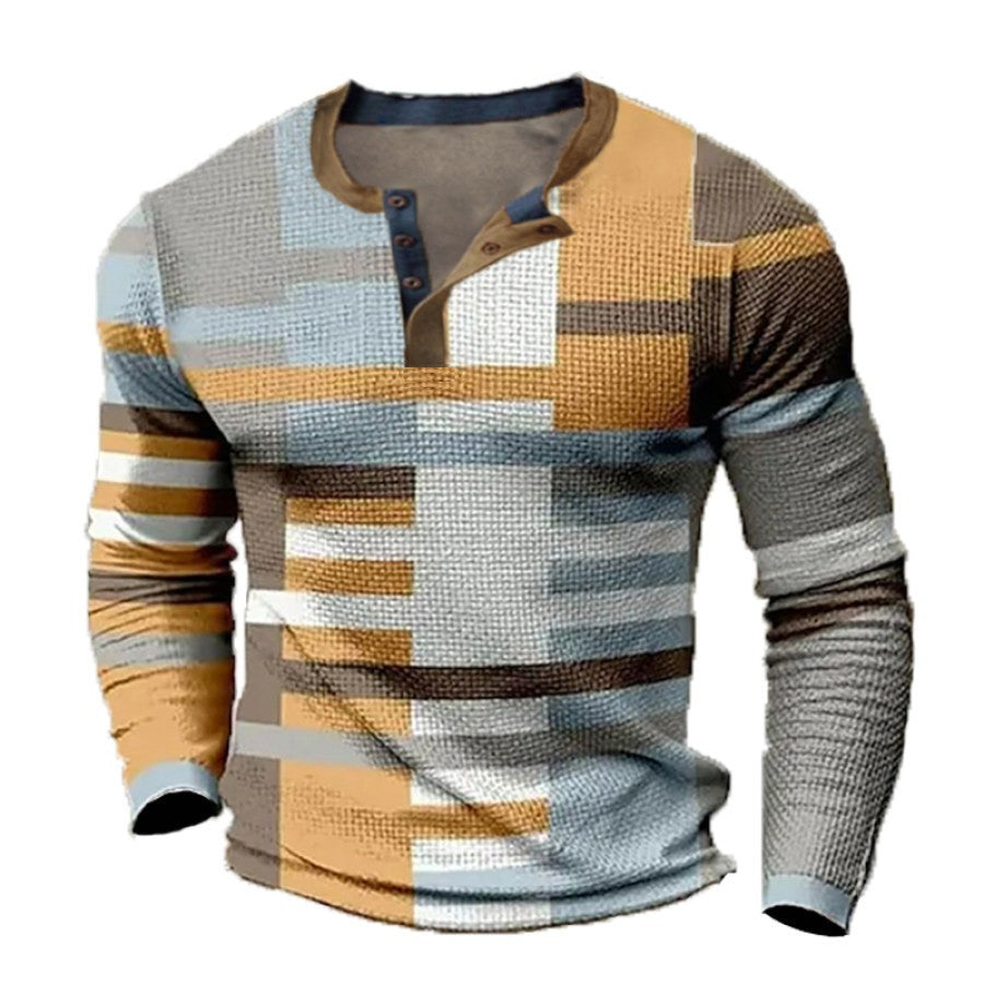 🎁😍[Ofertă limitată] 👔[S-4XL] Tricou bărbătesc cu mânecă lungă și imprimeu