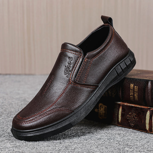 Pantofi bărbătești model nou 2025 ✅Negru pur ✅Design slip-on comod ✅Talpă moale și antiderapantă