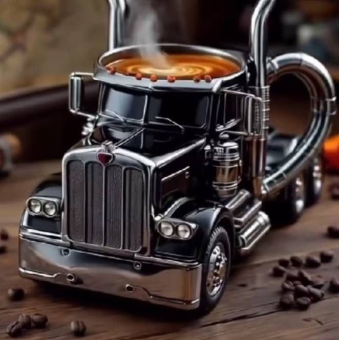 🚛Căni de cafea lucrate manual, în formă de camion