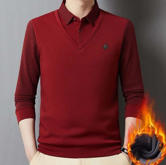 🔥 Εποχιακή προσφορά -50% 【M-4XL】👔 Ανδρικό premium κασμιρένιο ζεστό σετ μπλούζας με μακριά μανίκια