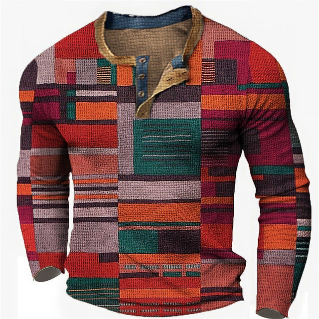 🎁😍[Ofertă limitată] 👔[S-4XL] Tricou bărbătesc cu mânecă lungă și imprimeu