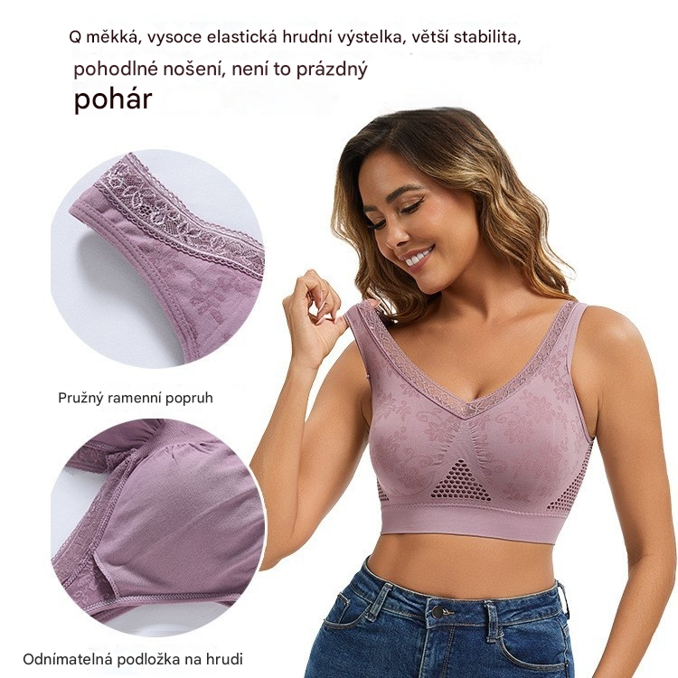 💕👙【40-120 kg】【Balení 3 kusy】🔥 Bezkosticová krajková podprsenka s vysokou oporou pro ženy